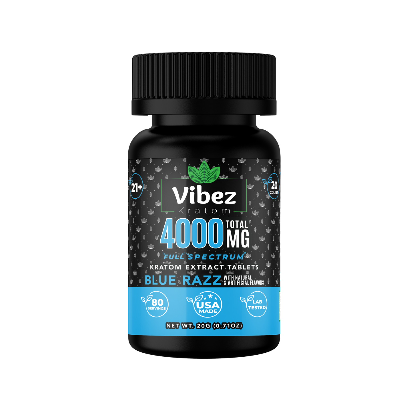 Vibez Kratom Extract 4000mg Tablets - Blue Razz