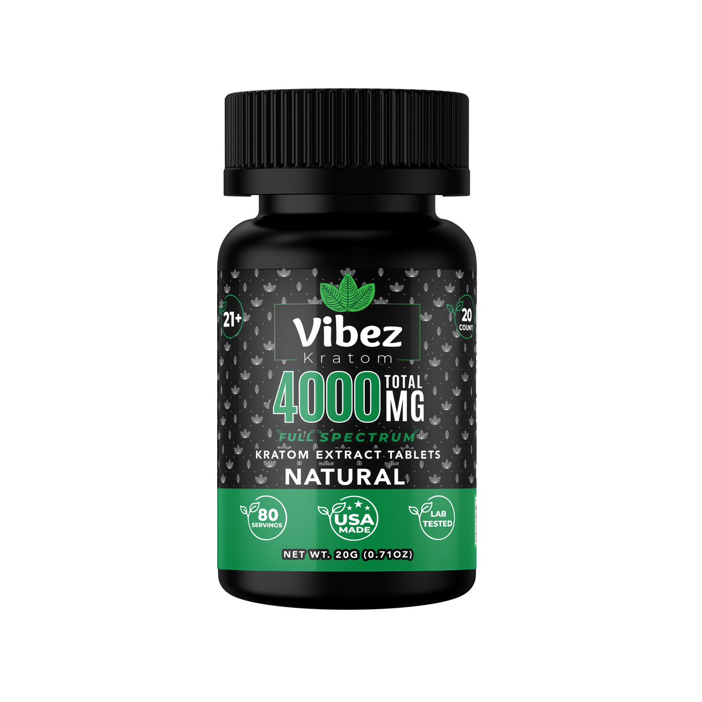 Vibez Kraom Extract 4000mg Tablets - Natural