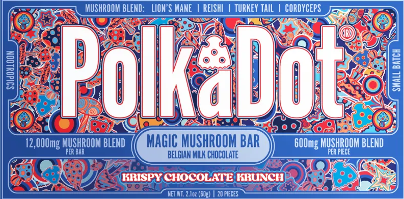 Polka Dot Mushroom Bar Krispy Chocolate Krunch