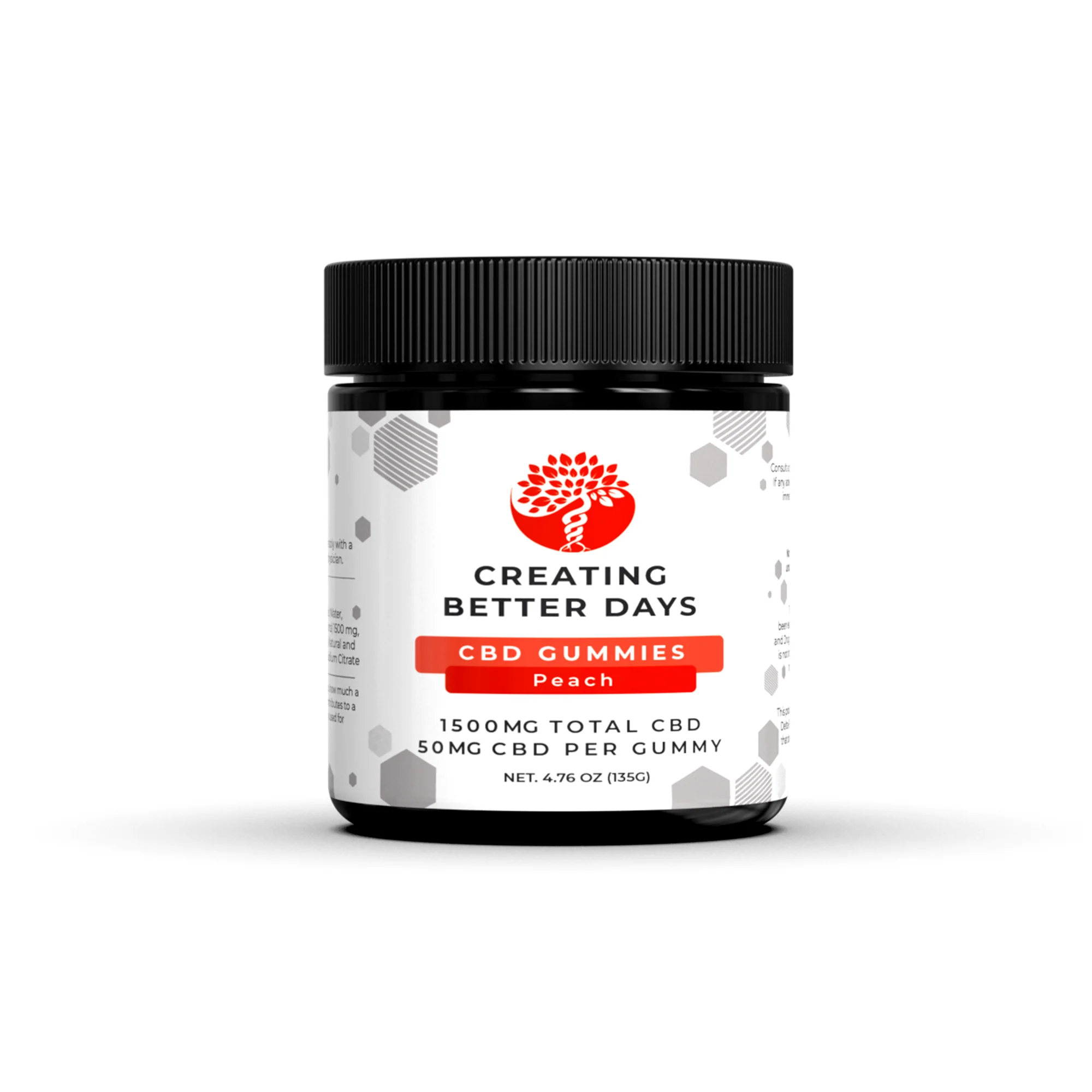 Creating Better Days 1500mg CBD Isolate Gummies Peach