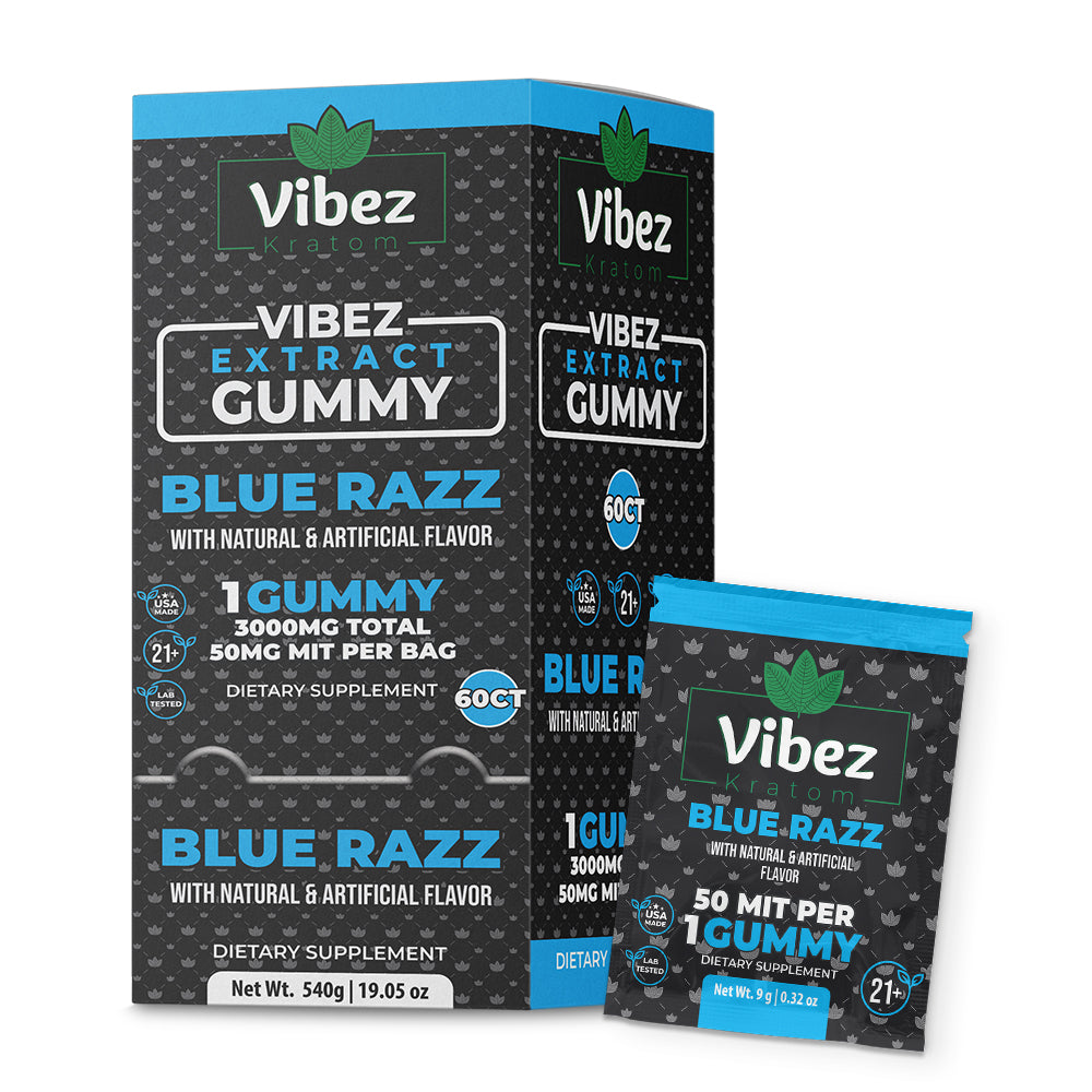 Vibez Kratom Gummy 50 Mit Blue Razz Box Of 60