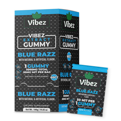Vibez Kratom Gummy 50 Mit Blue Razz Box Of 60