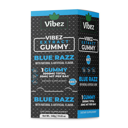 Vibez Kratom Gummy 50 Mit Blue Razz Box Of 60