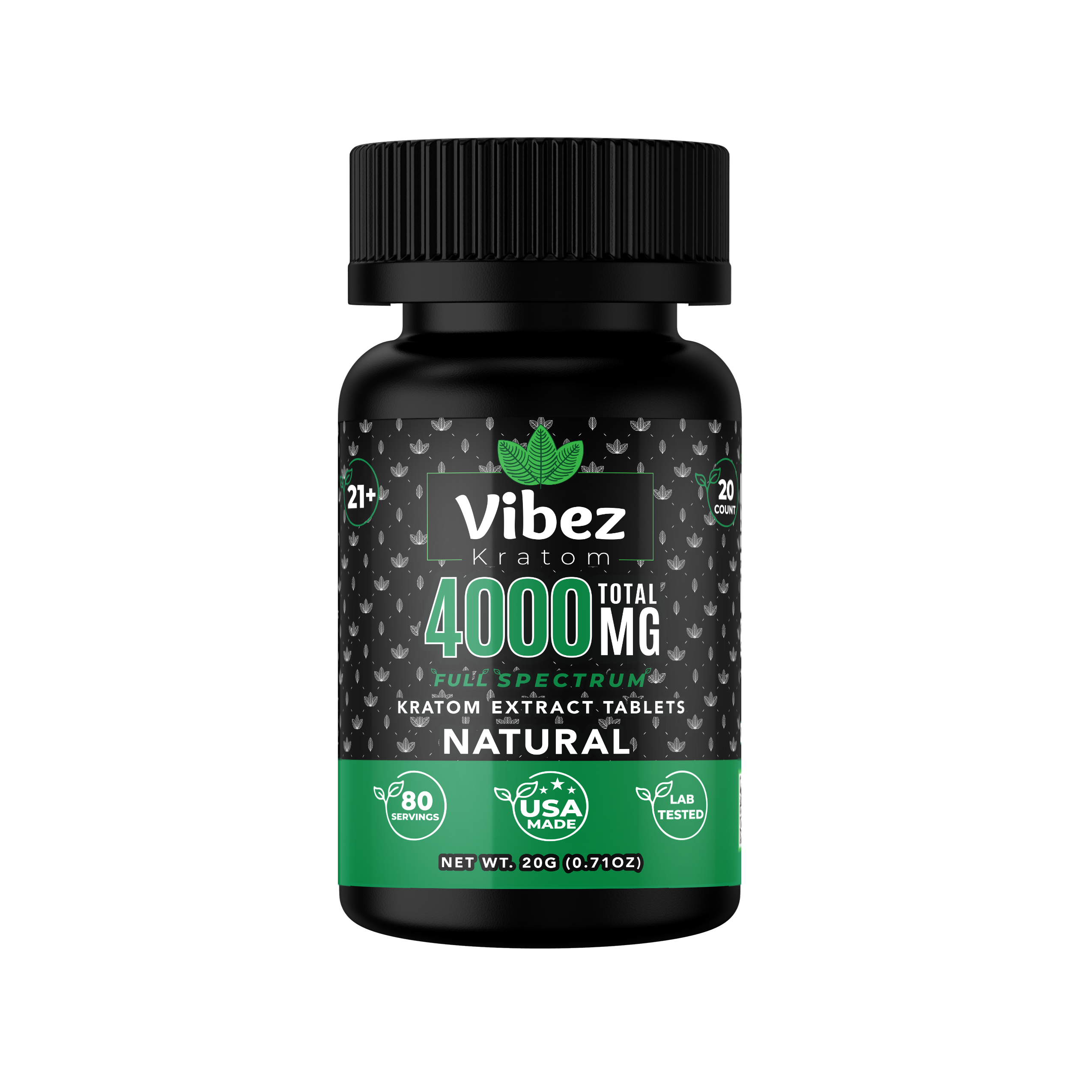 Vibez Kraom Extract 4000mg Tablets - Natural