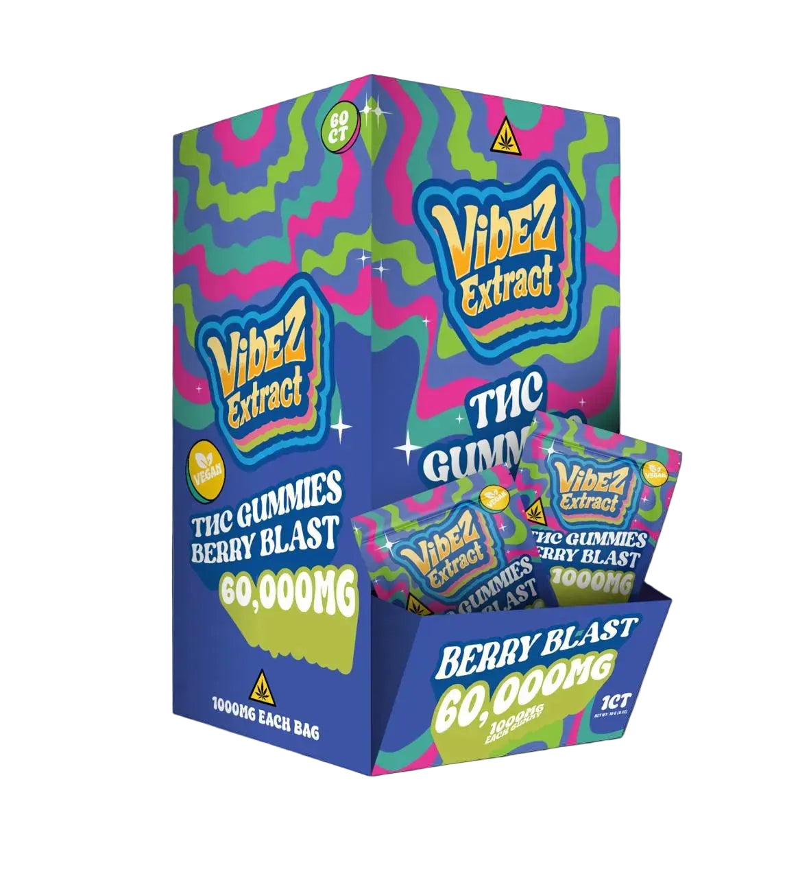 Vibez Extract 1000mg THC Gummy 60 pcs Box  - Berry Blast