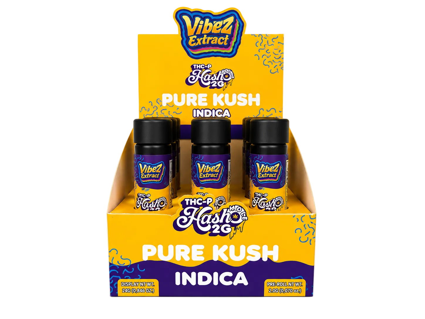 Vibez Extract THCp Pre-roll 2g Hash hole Pure Kush 12ct Box - Indica