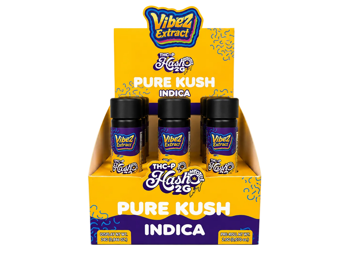 Vibez Extract THCp Pre-roll 2g Hash hole Pure Kush 12ct Box - Indica