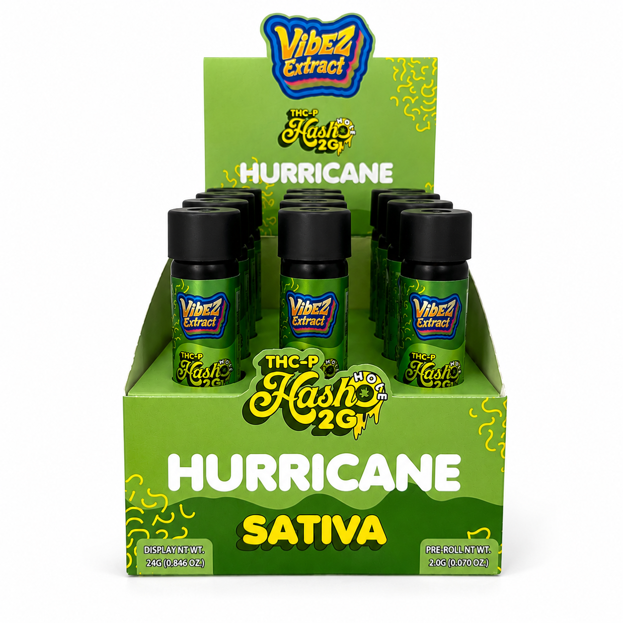 Vibez Extract THCp Pre-roll 2g Hash hole Hurricane 12ct Box - Sativa