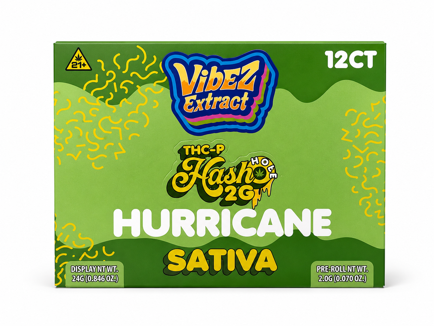 Vibez Extract THCp Pre-roll 2g Hash hole Hurricane 12ct Box - Sativa