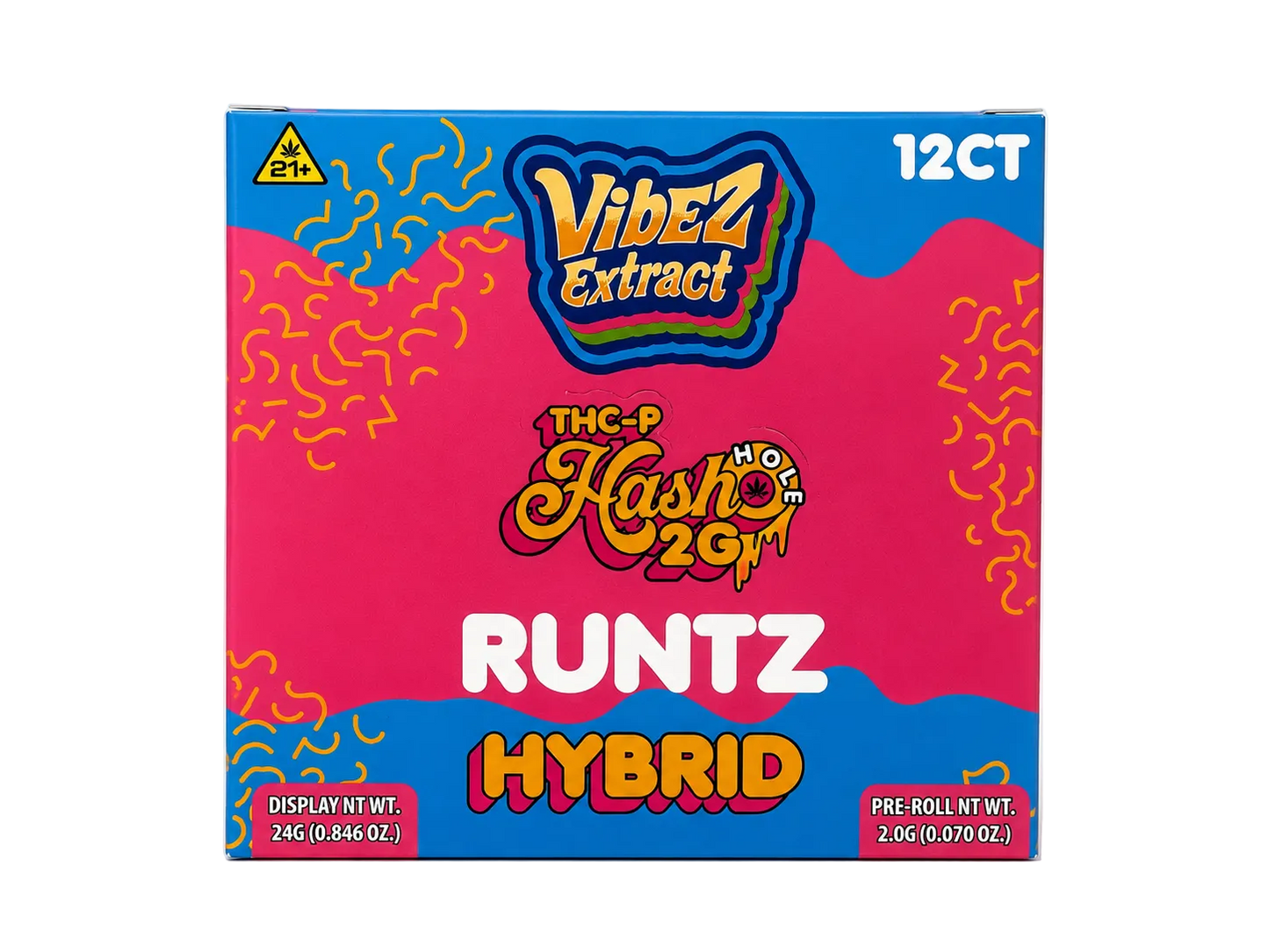 Vibez Extract THCp Pre-roll 2g Hash hole Runtz 12ct Box - Hybrid