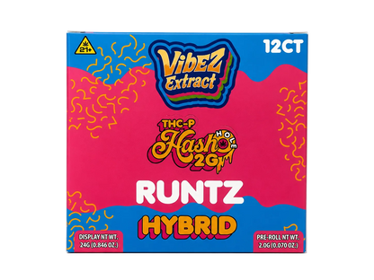 Vibez Extract THCp Pre-roll 2g Hash hole Runtz 12ct Box - Hybrid