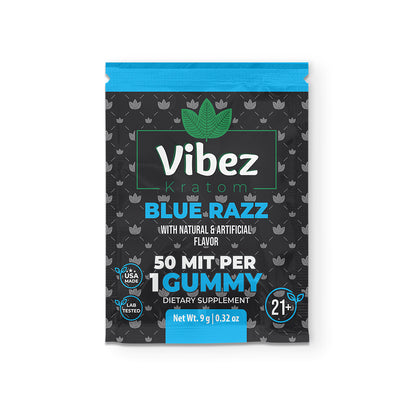 Vibez Kratom Gummy 50 MIT Blue Razz