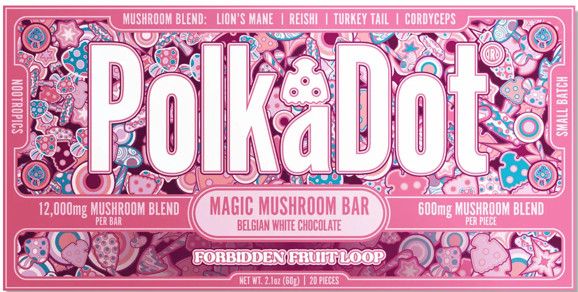 Polka Dot Mushroom Bar Forbidden Fruit Loop - 12,000 mg