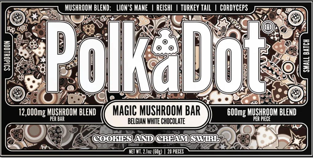Polka Dot Mushroom Bar Cookies And Cream Swirl