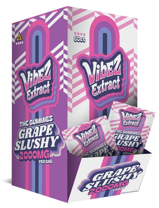Vibez Extract THC Gummies 60ct 2000mg Grape Slushy