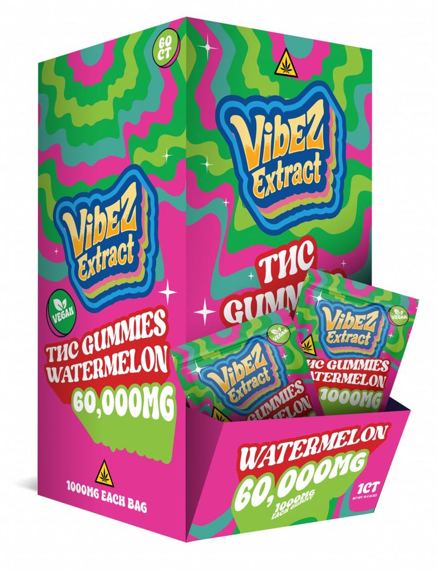Vibez Extract THC Gummies 60ct 1000mg Watermelon