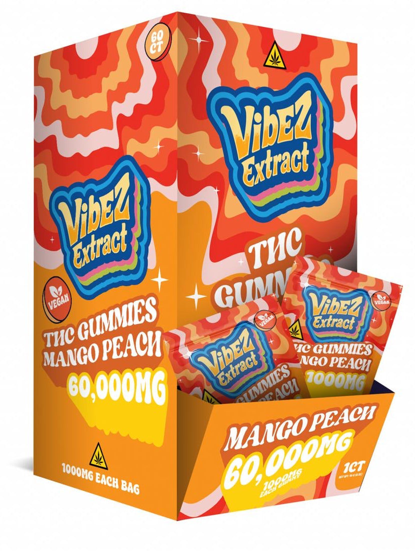 Vibez Extract THC Gummies 60ct 1000mg Mango Peach