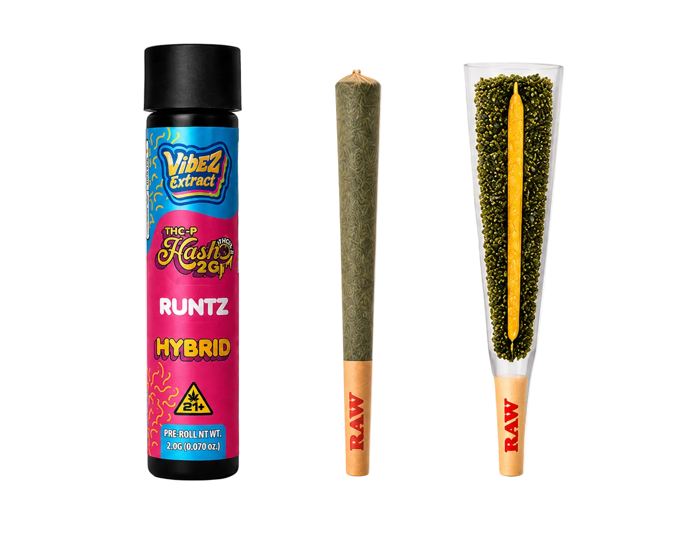 Vibez Extract THCp Pre-roll 2g Hash hole Runtz 12ct Box - Hybrid