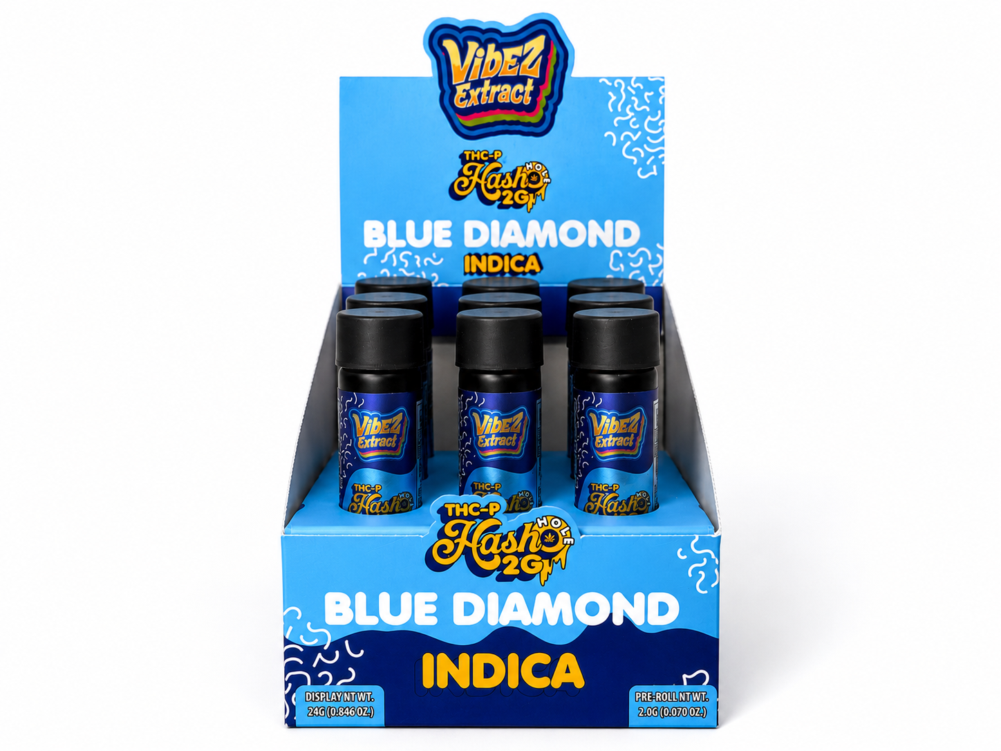 Vibez Extract THCp Preroll 2g Hash hole Blue Diamond 12ct Box - Indica