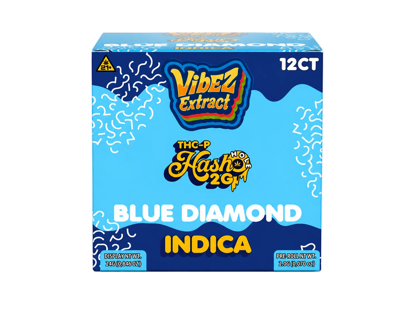 Vibez Extract THCp Preroll 2g Hash hole Blue Diamond 12ct Box - Indica